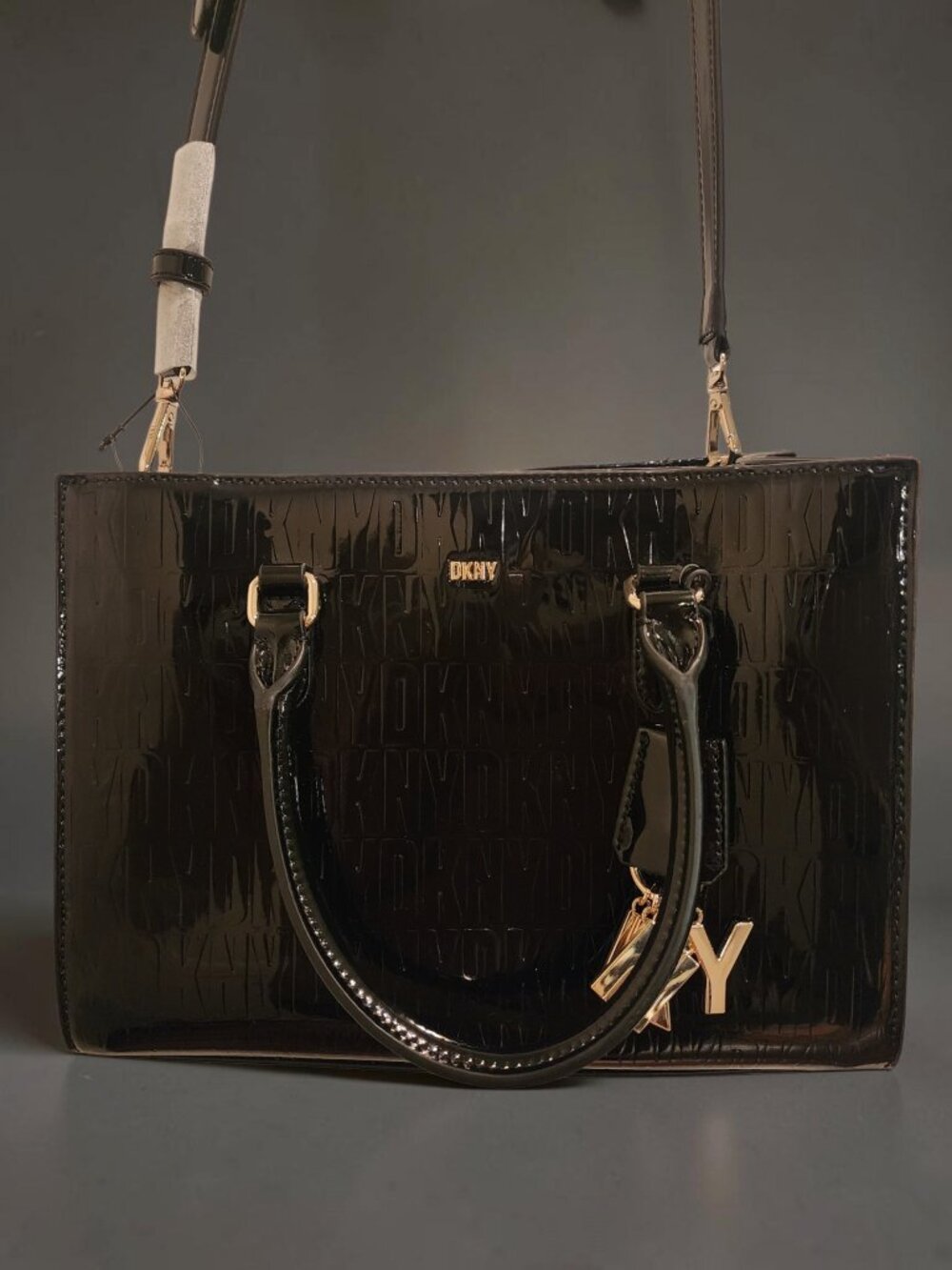 DKNY Perri Box Satchel – Patent Black – NWT